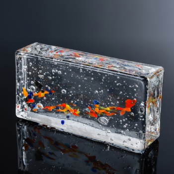 Hot melt bubble multy color glass block