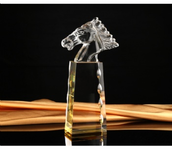 Horse head crystal trophy award