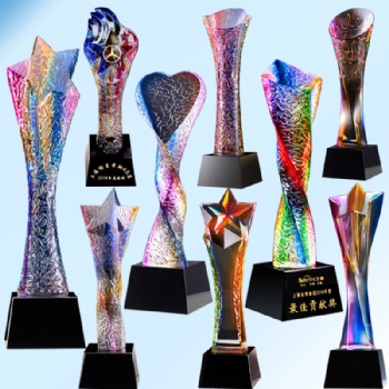 star and heart colorfull crystal trophy