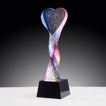 star and heart colorfull crystal trophy