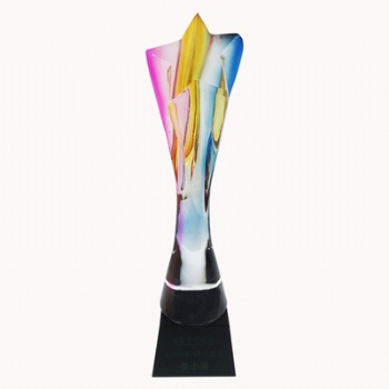 star and heart colorfull crystal trophy