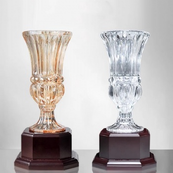 ADL Crystal Glass Golf Basketball Group Trophy Awards with Wooden Base Top Painted Crystal Trophy for Business Crystal Crafts