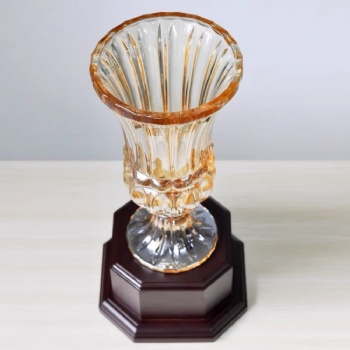 ADL Crystal Glass Golf Basketball Group Trophy Awards with Wooden Base Top Painted Crystal Trophy for Business Crystal Crafts