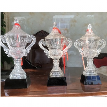 ADL Crystal Glass Trophy Awards from China for Souvenir Painted Crystal Crafts Championship Cup Big Size Trophy Awards