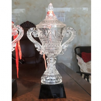 ADL Crystal Glass Trophy Awards from China for Souvenir Painted Crystal Crafts Championship Cup Big Size Trophy Awards