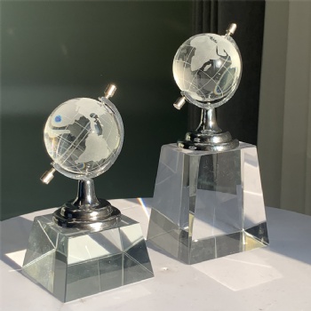 ADL Crystal Glass Globe Trophy Awards Glass Souvenir Gifts Sports Ball Crystal Crafts for Business Gifts