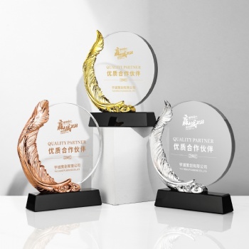 ADL Creative Crystal Glass Trophy Metal Awards with Black Crystal Glass Base Customized Words and Logo Trophy Crystal Crafts