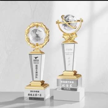 ADL Globe Crystal Glass Trophy for Sports Awards Crystal Crafts for Business Gifts Polished Crystal Trophy Crafts