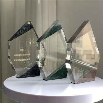 ADL Crystal Glass New Design Cheap Trophy Awards with Stone Base Blank Glass Gifts for Souvenir Gifts