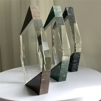 ADL Crystal Glass New Design Cheap Trophy Awards with Stone Base Blank Glass Gifts for Souvenir Gifts