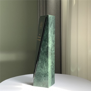 ADL High-Quality Green Stone Trophy Awards with Black Crystal Glass Wholesale Cheap Crystal Stone Trophy for Retail Stores