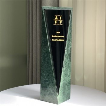 ADL High-Quality Green Stone Trophy Awards with Black Crystal Glass Wholesale Cheap Crystal Stone Trophy for Retail Stores