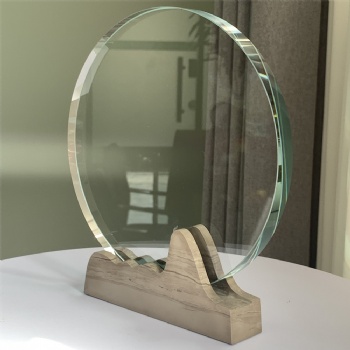 ADL Round Crystal Glass Trophy with Stone Base Round Glass Trophy Cheap Wholesale Awards Trophy