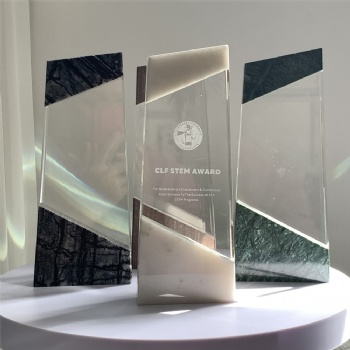 ADL Cuboid Crystal Glass Trophy with Stone Base for No 1 First Trophy Awards Stone Awards