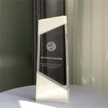 ADL Cuboid Crystal Glass Trophy with Stone Base for No 1 First Trophy Awards Stone Awards