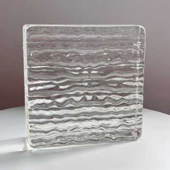 150*150*50mm Wholesale Square Water Ripple Corrugated Crystal Glass Bricks High-Quality for House Decoration