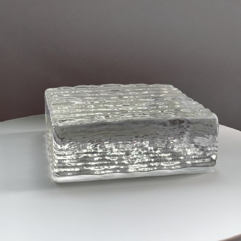 150*150*50mm Wholesale Square Water Ripple Corrugated Crystal Glass Bricks High-Quality for House Decoration