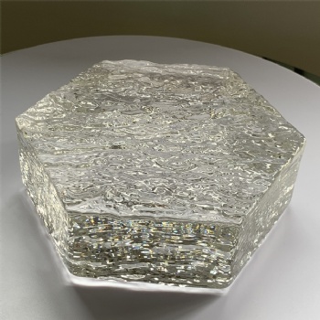 150*150*50mm Wholesale Hexagon Textured Clear White Crystal Glass Bricks High-Quality for House Decoration