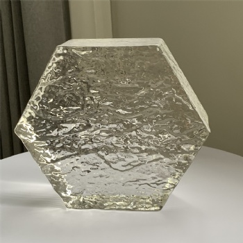 150*150*50mm Wholesale Hexagon Textured Clear White Crystal Glass Bricks High-Quality for House Decoration