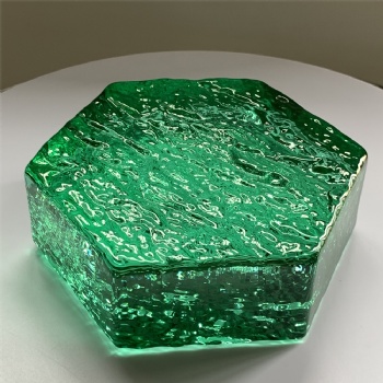 150*150*50mm Wholesale Hexagon Textured Clear Green Crystal Glass Bricks High-Quality for House Decoration