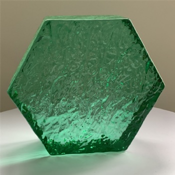 150*150*50mm Wholesale Hexagon Textured Clear Green Crystal Glass Bricks High-Quality for House Decoration