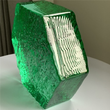 150*150*50mm Wholesale Hexagon Textured Clear Green Crystal Glass Bricks High-Quality for House Decoration