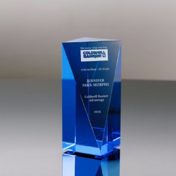 ADL K9 Blue Crystal Glass Trophy Award Manufacturer Customize Crystal Trophy Glass
