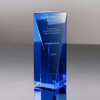 ADL K9 Blue Crystal Glass Trophy Award Manufacturer Customize Crystal Trophy Glass