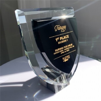 ADL New Design 2023 K9 High-Quality Crystal Glass Awards Black Plaque with Customized Logo and Words for Souvenir Business Gifts