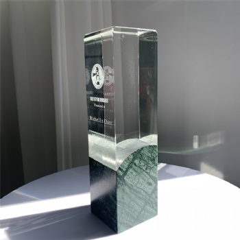 ADL New Design 2023 Crystal Glass Awards Trophies with Green Stone Base for High-Quality Gifts