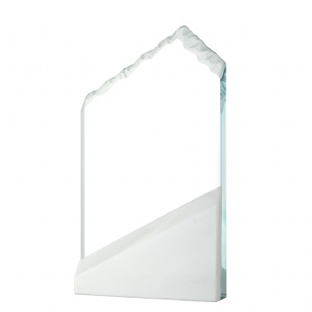 ADL 2023 New Design Crystal Glass Trophy Awards with Mountain Shape with White Stone Base for NO.1 First Awards