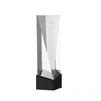 ADL 2023 Wholesale Customized Classical Crystal Clear Glass Trophy Awards with Black Base for Sports Events Awards