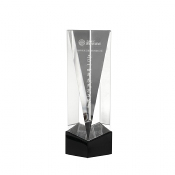 ADL 2023 Wholesale Customized Classical Crystal Clear Glass Trophy Awards with Black Base for Sports Events Awards