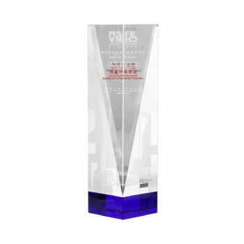 ADL 2023 Crystal Clear Glass Trophy Awards with Blue Base for Souvenir Gifts Big Block Crystal Glass Events Trophy