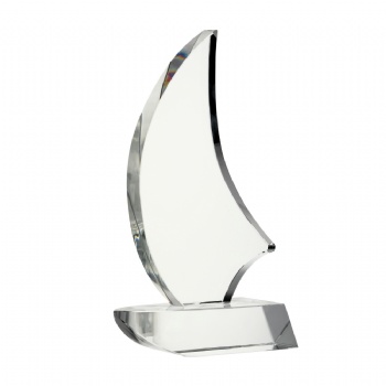 ADL Sailboat Crystal Glass Trophy Awards High-Quality Customized Design with Words and Logo for Company Gifts