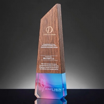 ADL New Designs Wooden Trophy with Black Stone Base with Customized Words and Logo Souvenir Gifts