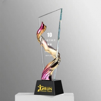 ADL 2023 New Design Crystal Glass Trophy with Customized Logo Words for Sports Events Gifts