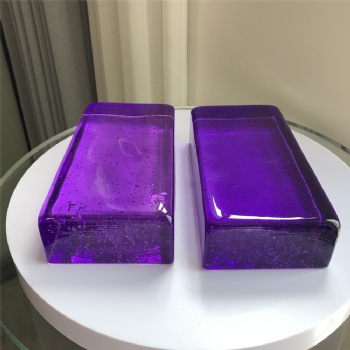 High-Quality Hot Melt Crystal Glass Bricks Roasted Purple Colors with Bubbles Inside for Home Building Decoration