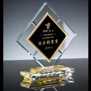 ADL Crystal Glass Square Trophy Awards with Black Base High-Quality with Customized Logo and Awards Wholesales