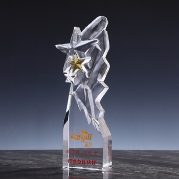 ADL New Design Crystal Clear Transparent Glass Star Trophy Awards for Business Company Souvenir Gifts