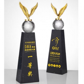 ADL 2023 New Design Metal Engle Ball Crystal Glass Sports Trophy Awards for Decoration Sport Crystal Crafts