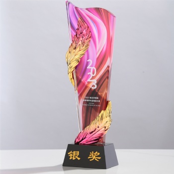 New Design Crystal Glass Star Trophy Awards with Wooden Base Customized Laser Logo Color Painted Background Business Gifts