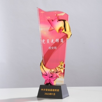 Colorful Painted Background Crystal Glass Horse Stars Trophy Awards Engraved Logo Business Crystal Crafts