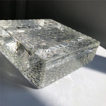 150*150*50mm New Design Stone Pattern Clear White Transparent Crystal Glass Brick Blocks with Holes