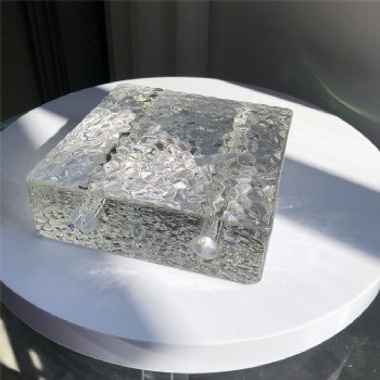 150*150*50mm New Design Stone Pattern Clear White Transparent Crystal Glass Brick Blocks with Holes