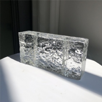 50*100*200mm New Design Stone Pattern Clear White Transparent Crystal Glass Brick Blocks with Holes for Decoration