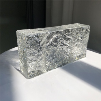 50*100*200mm New Design Stone Pattern Clear White Transparent Crystal Glass Brick Blocks with Holes for Decoration