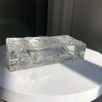 50*100*200mm New Design Stone Pattern Clear White Transparent Crystal Glass Brick Blocks with Holes for Decoration