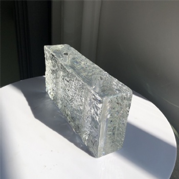 50*100*200mm New Design Stone Pattern Clear White Transparent Crystal Glass Brick Blocks with Holes for Decoration