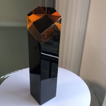 ADL High-Quality Crystal Glass Black Amber Color Trophy Awards for Business Souvenir Gifts First Awards Events